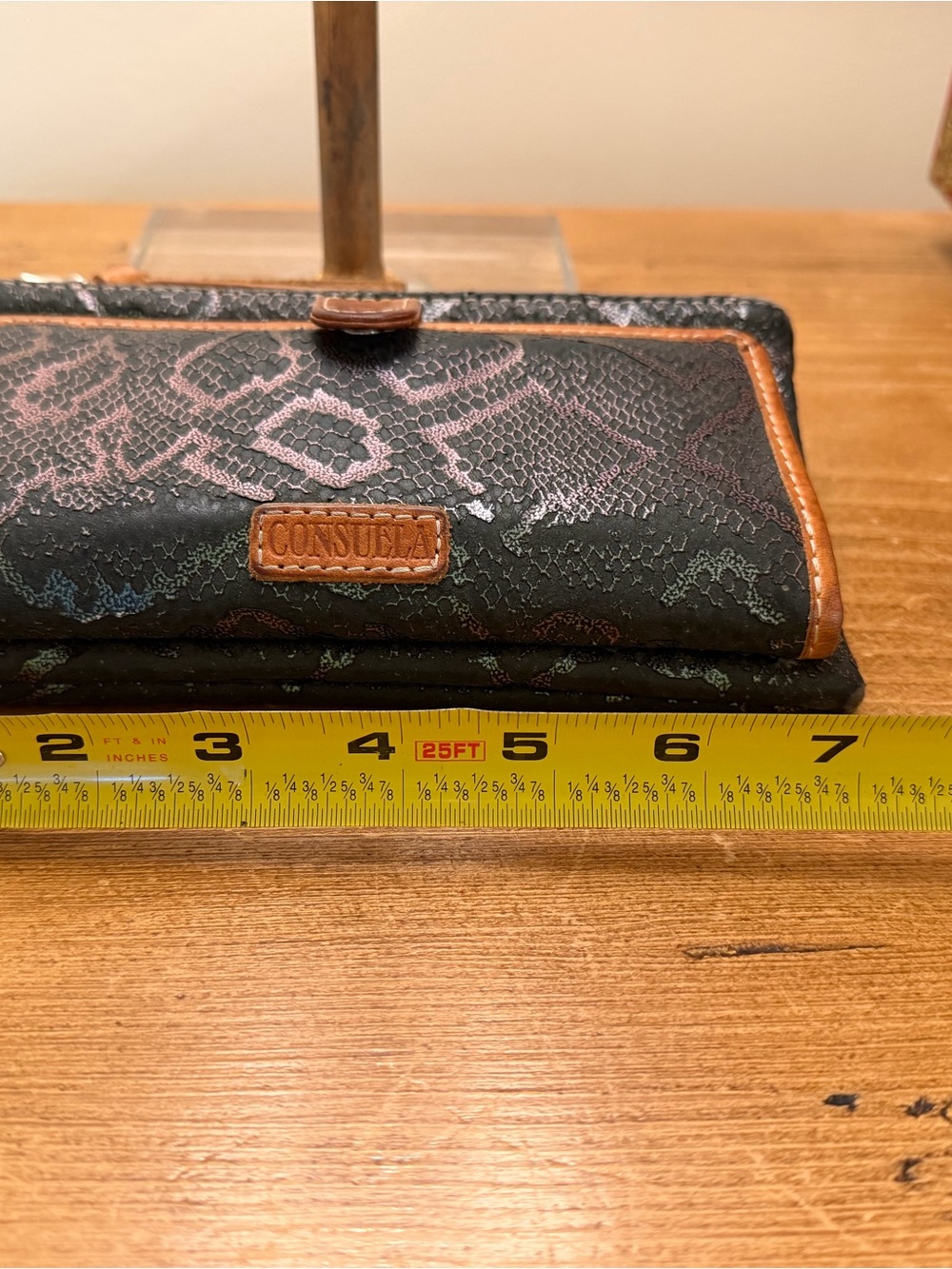 Consuela Black and Brown Textured Wallet with Logo Patch - Picture 10 of 11